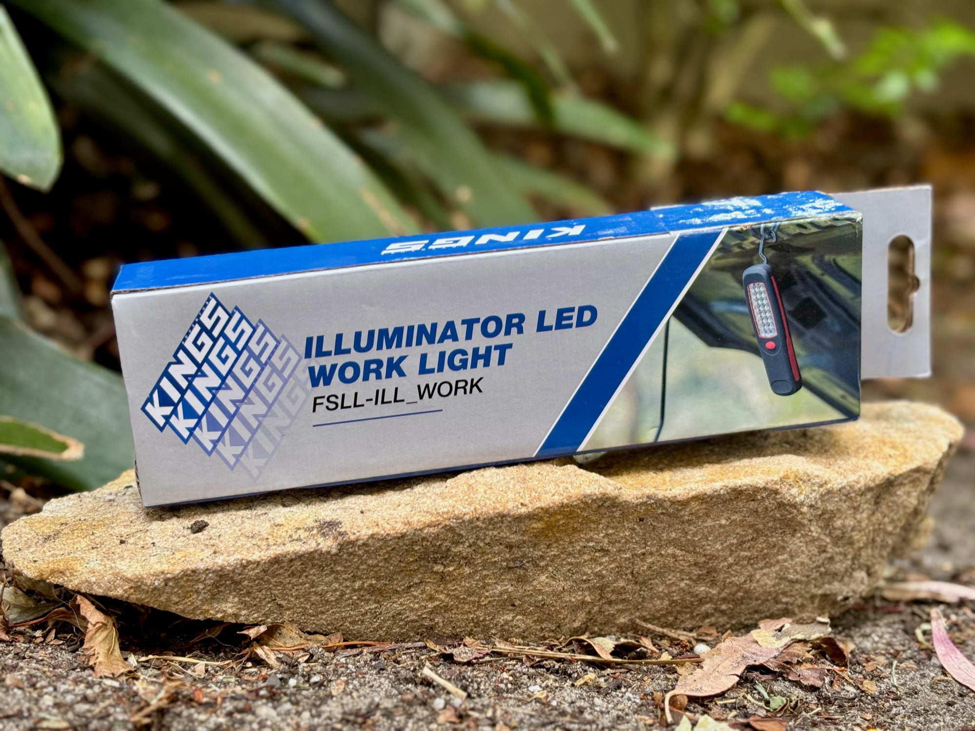 The Adventure Kings Illuminator LED work light in its box