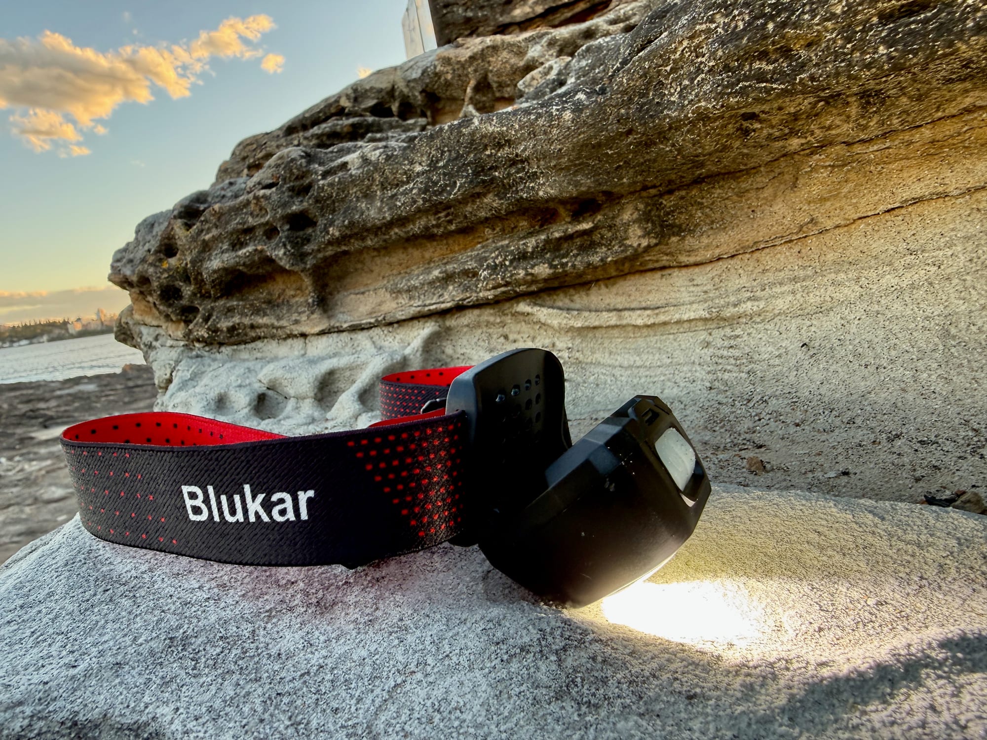 The Blukar K9125 headlamp tilted down in its bracket