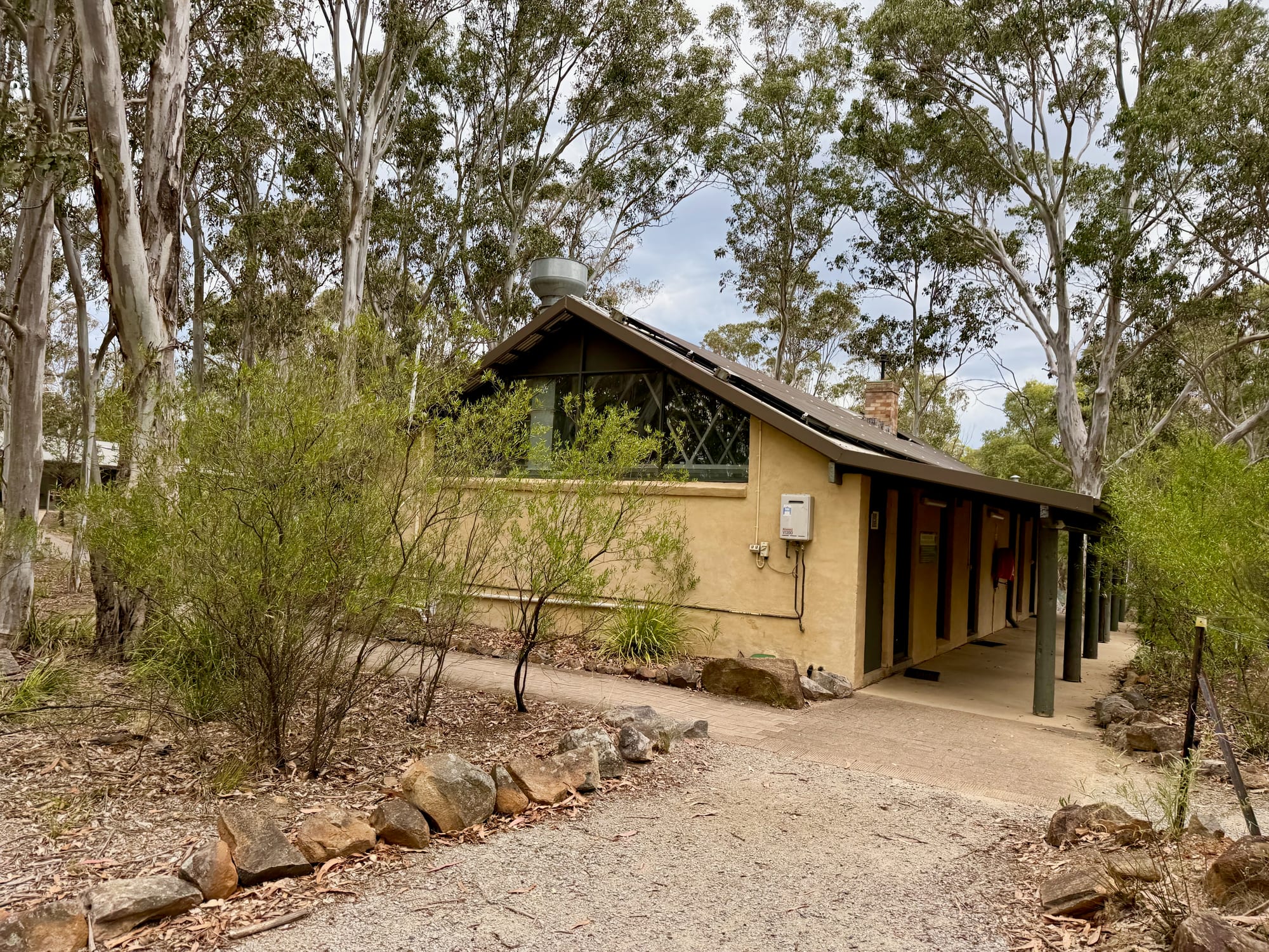 The enclosed camp kitchen building at Bungonia Campground