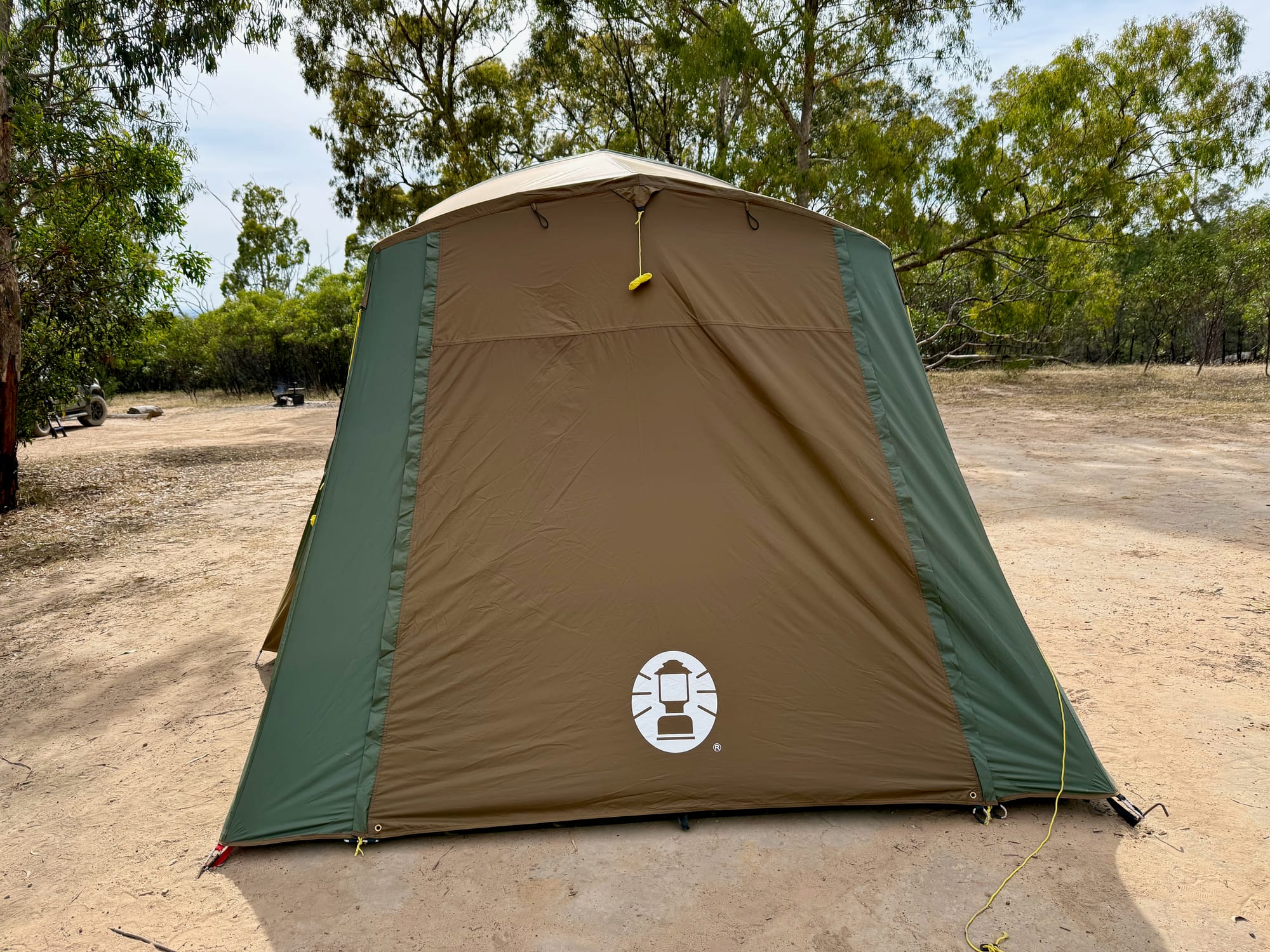 The end wall of the Coleman Northstar 10 Person tent