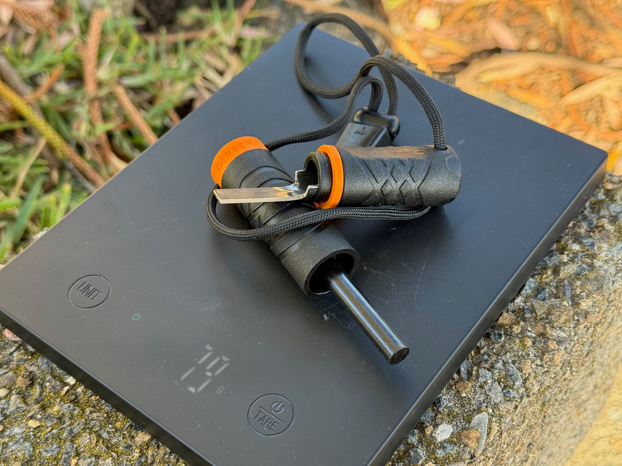 The Gerber Fire Starter on a scale