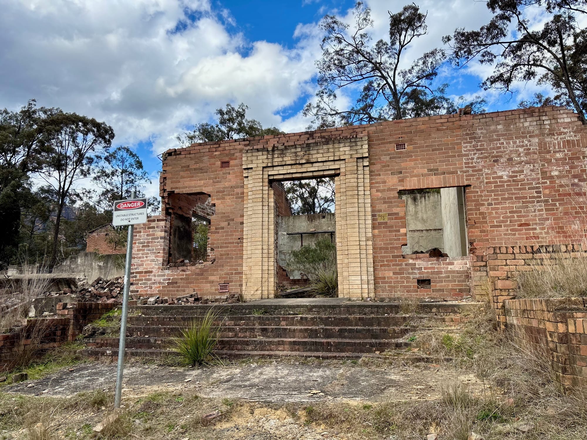 Brick ruins of the old works at Glen Davis