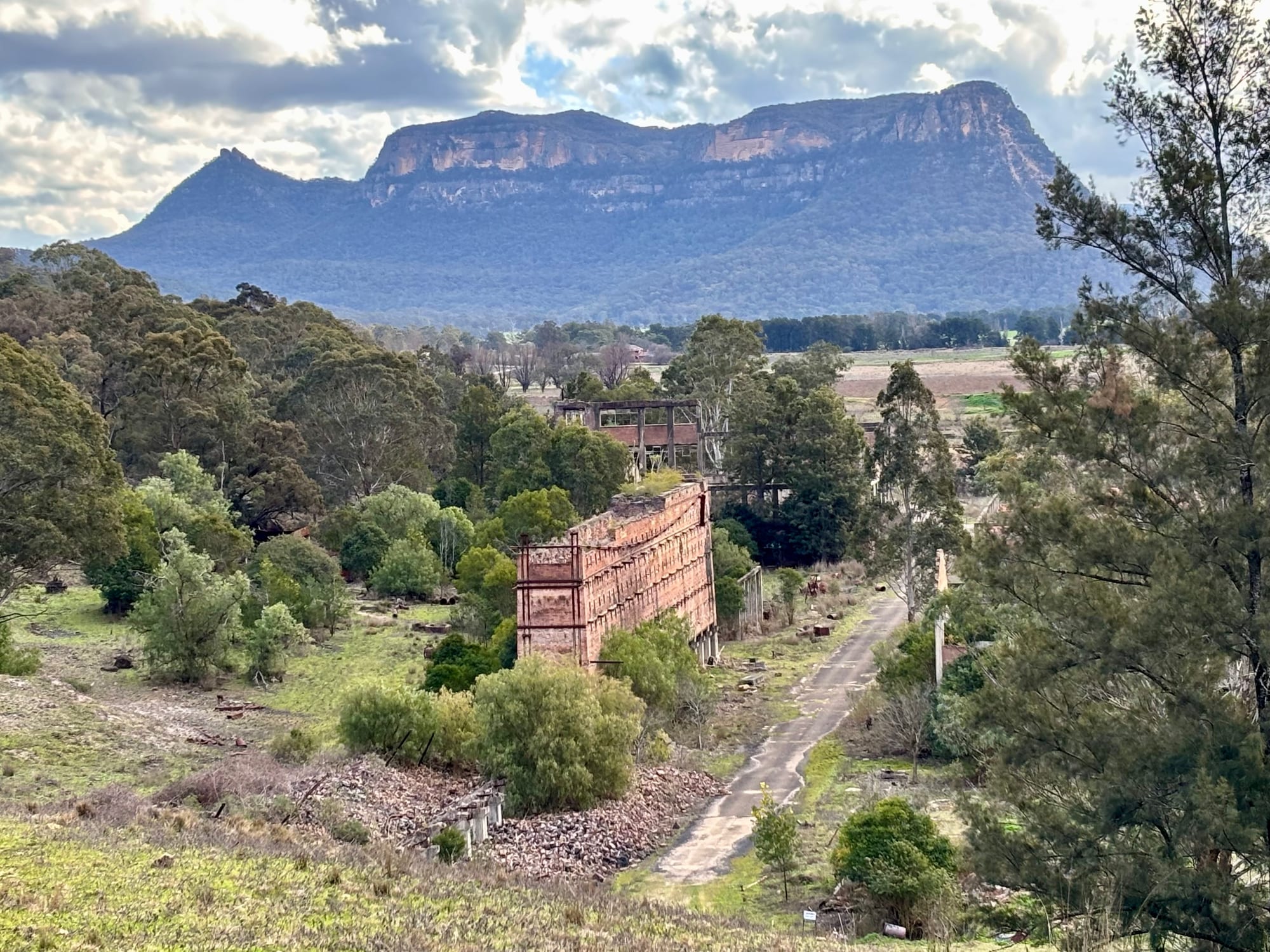 View over the ruins of the old Glen Davis works from the lookout