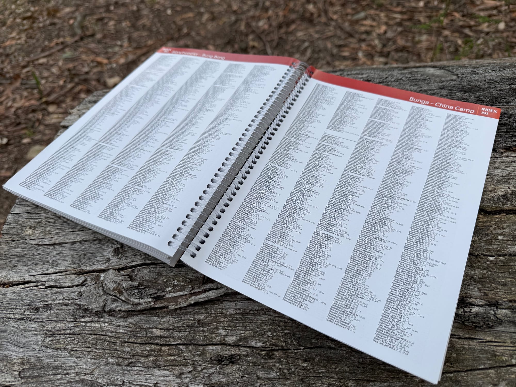The index pages at the back of the Hema Handy Atlas