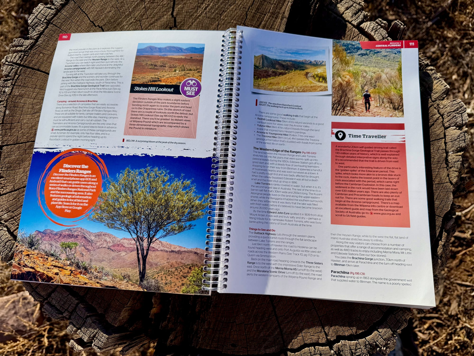 Guide pages with photos and a Must See box in the Hema Flinders Ranges Atlas & Guide
