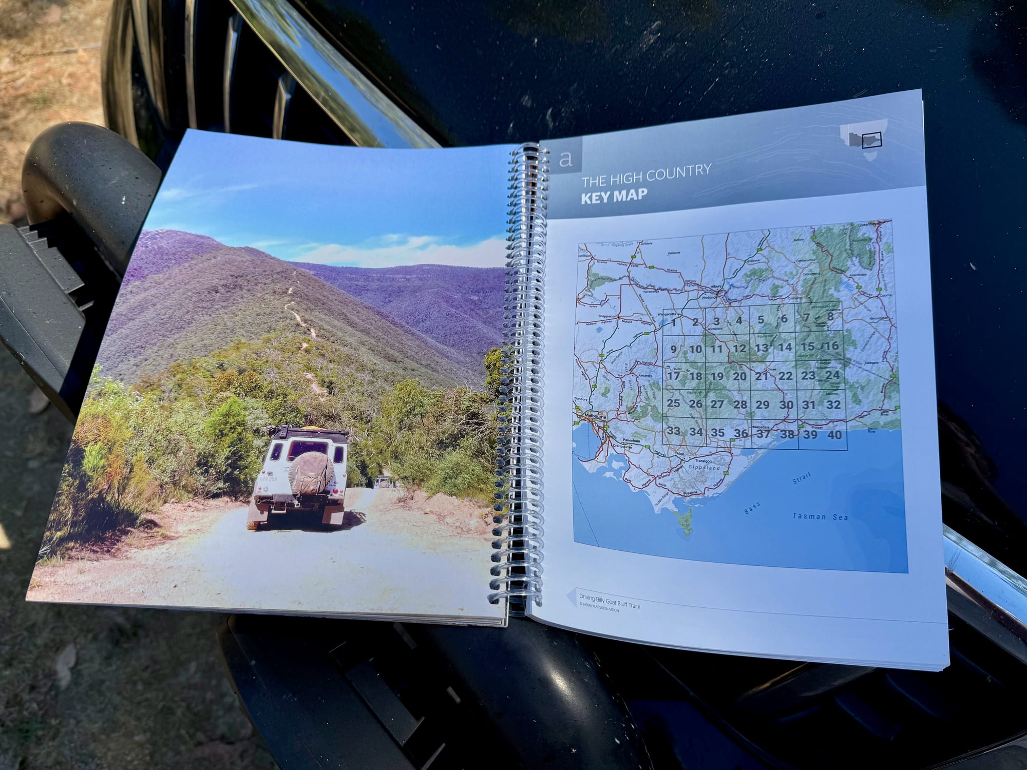 The High Country key map that shows which atlas page covers which area