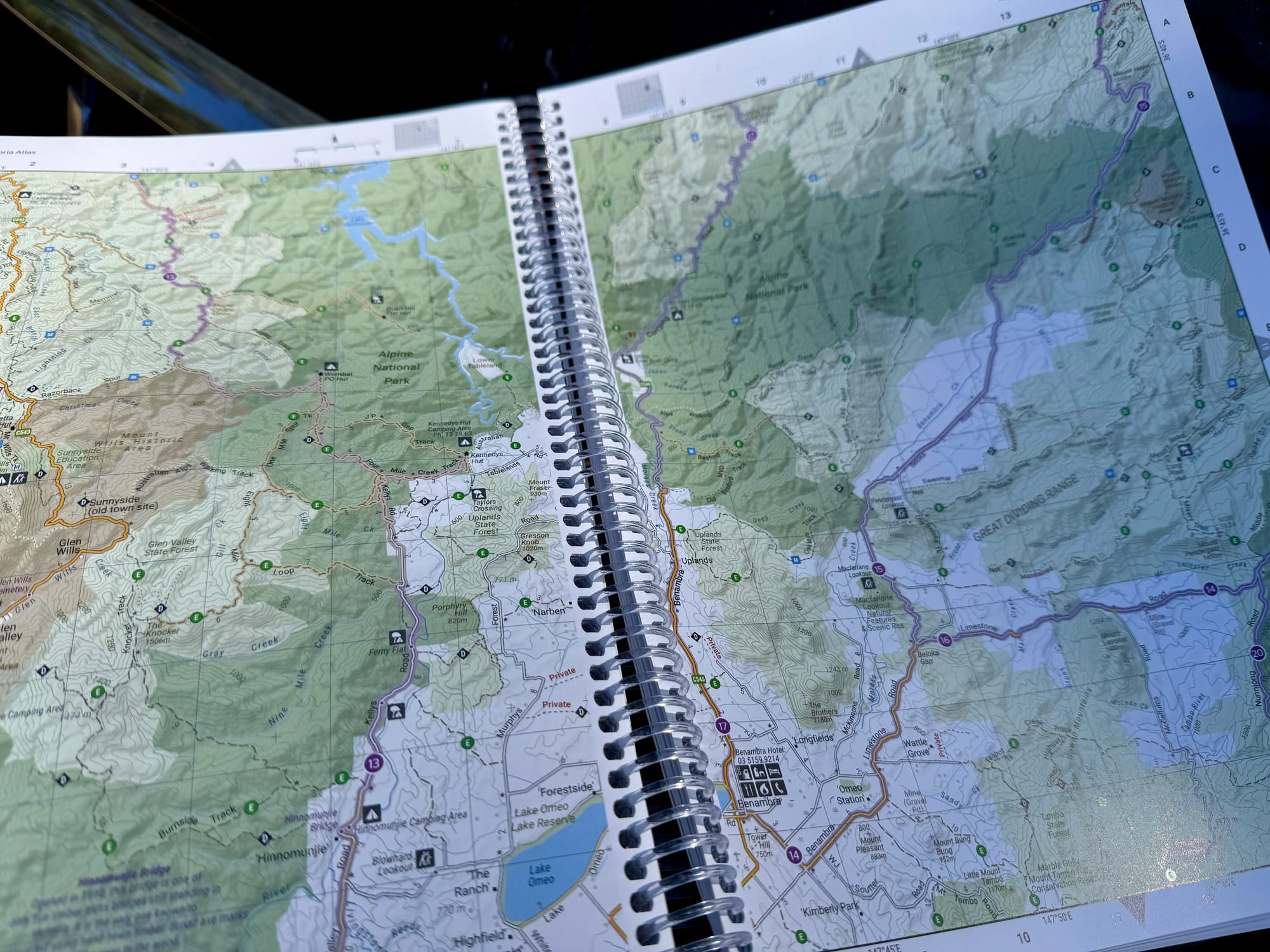 Two atlas pages in the Hema High Country Atlas & Guide