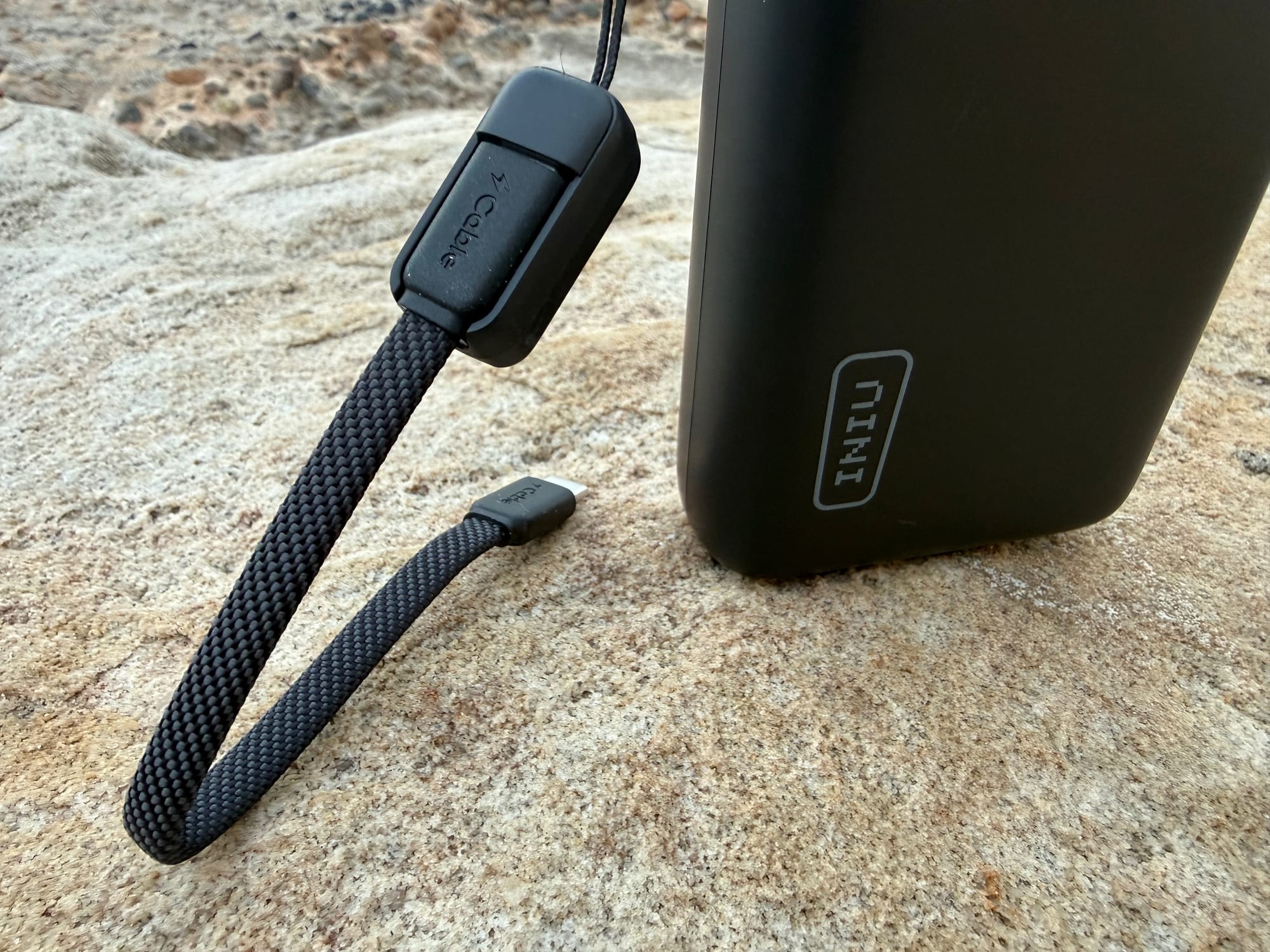 The USB-C plug on the end of the INIU power bank’s carry cord