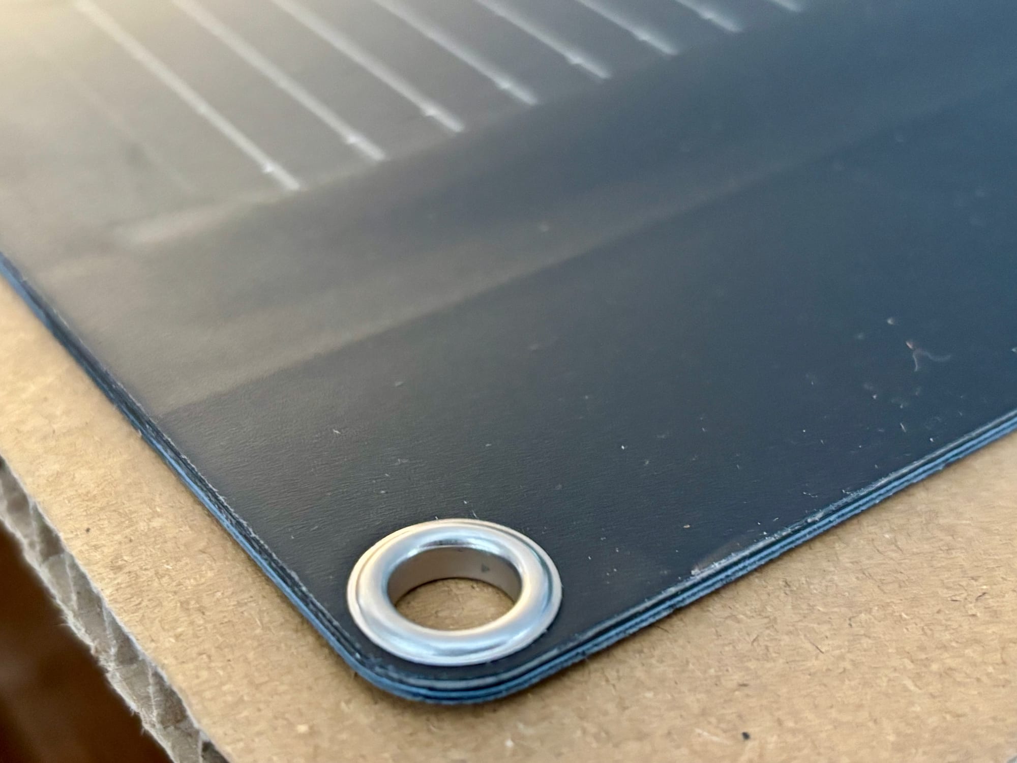 A corner eyelet of the Kings 160W semi-flexible solar panel