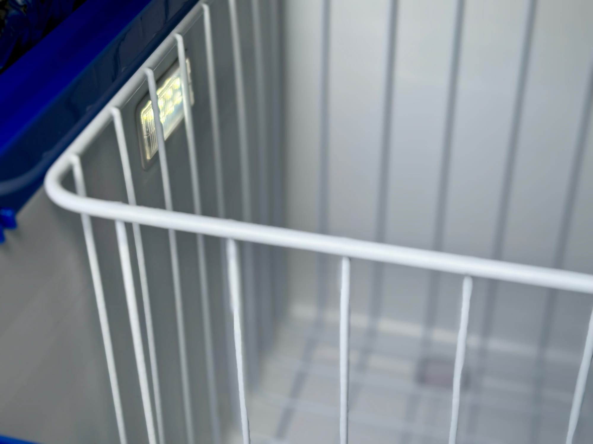The LED light on the inside wall of the Kings 40L fridge, behind the wire basket