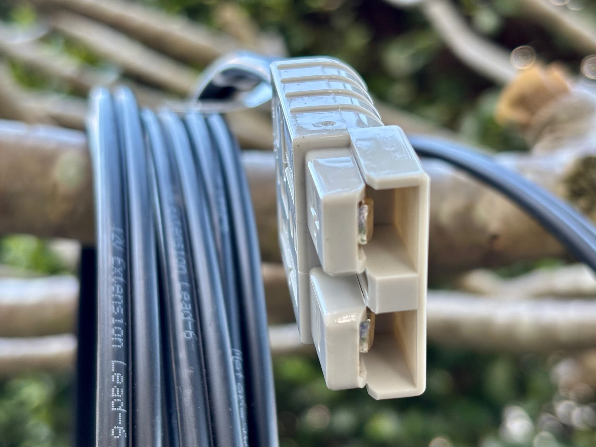 The open front of a Kings Anderson-style plug with its two metal contacts