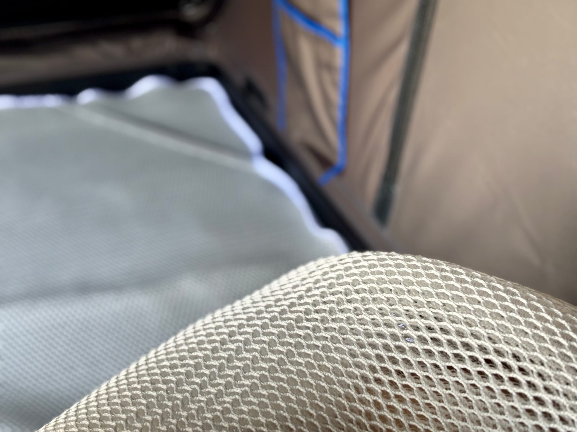 Close-up of the Kings anti-condensation mat’s 3D mesh, showing the open weave