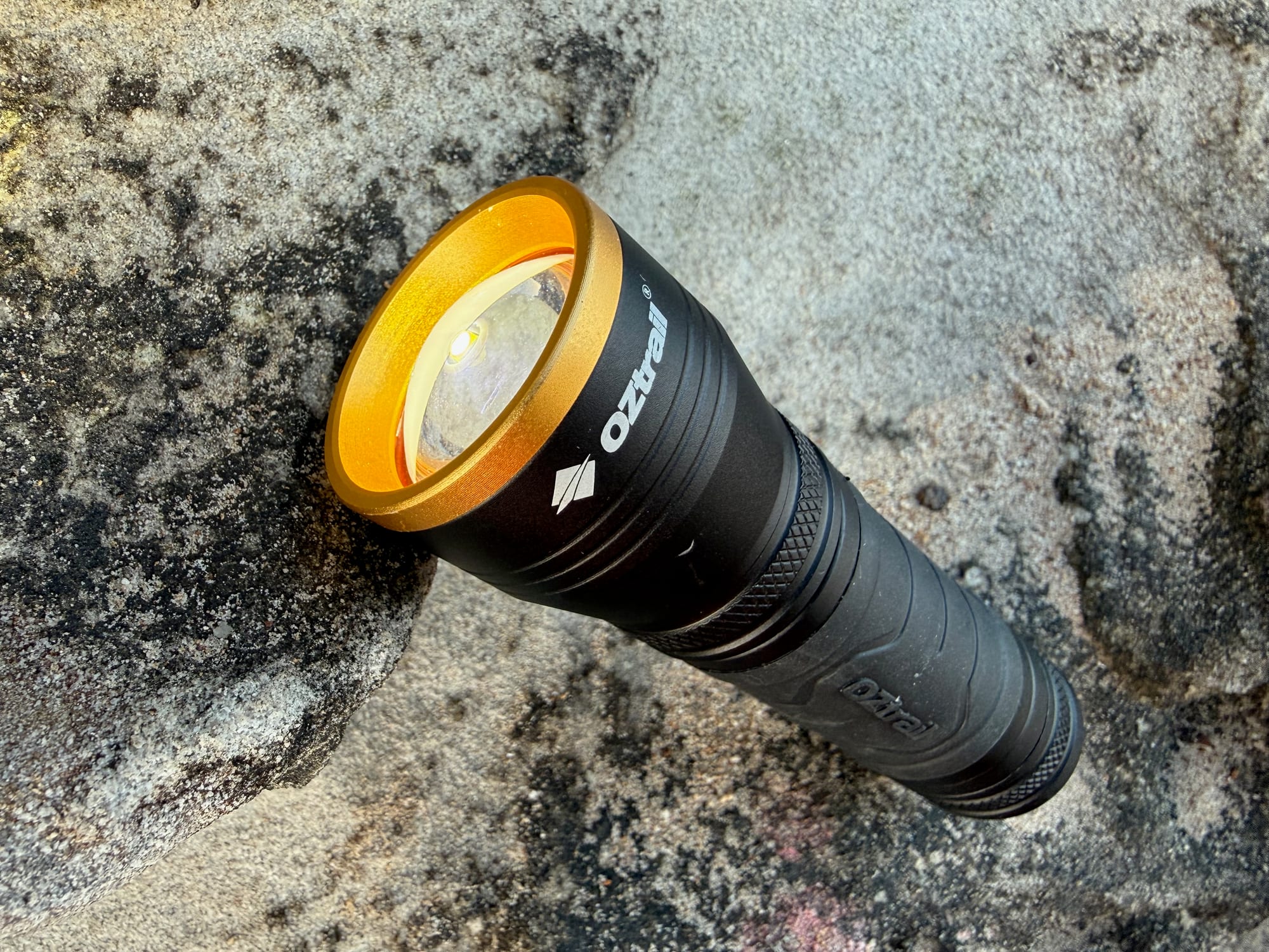 Close-up of the F300’s gold bezel and lens