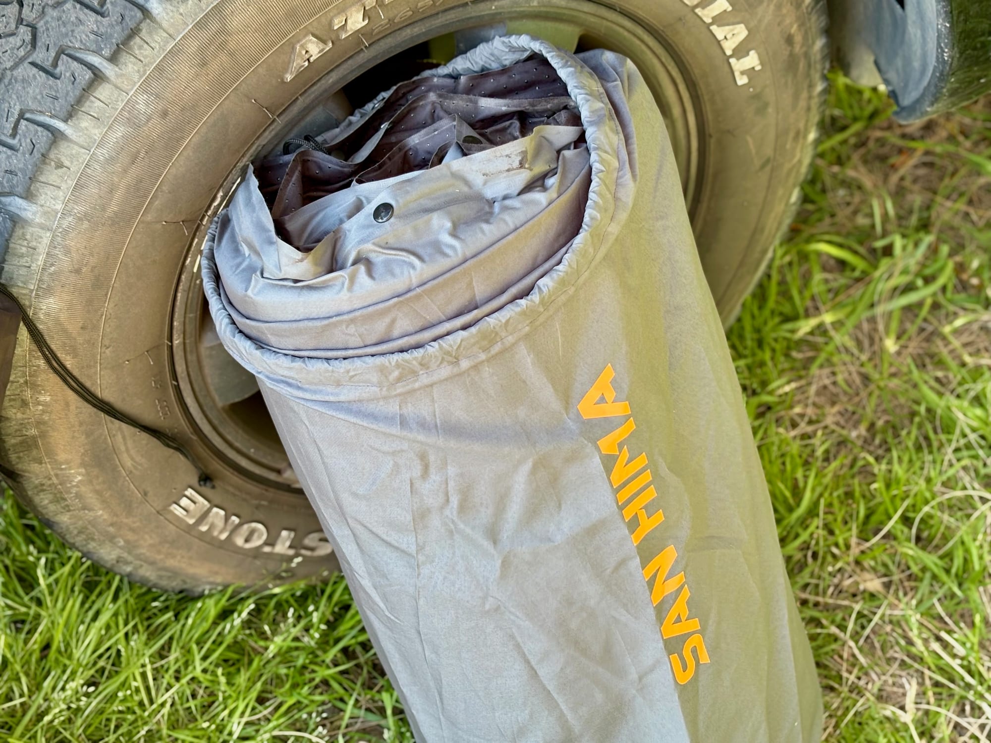The San Hima self-inflating mattress in its storage bag