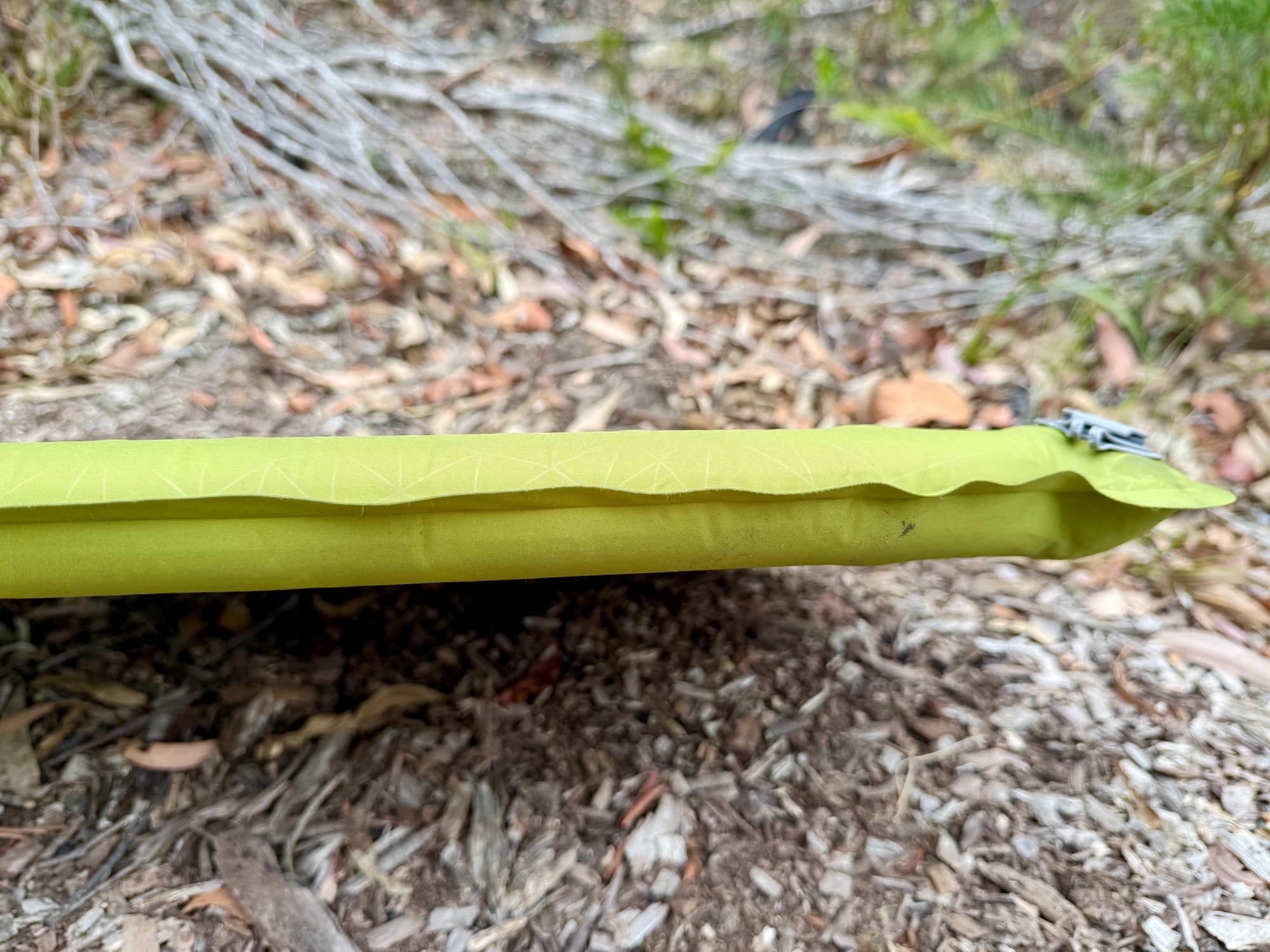 Side view of the inflated Sea to Summit Camp Mat SI showing its thickness
