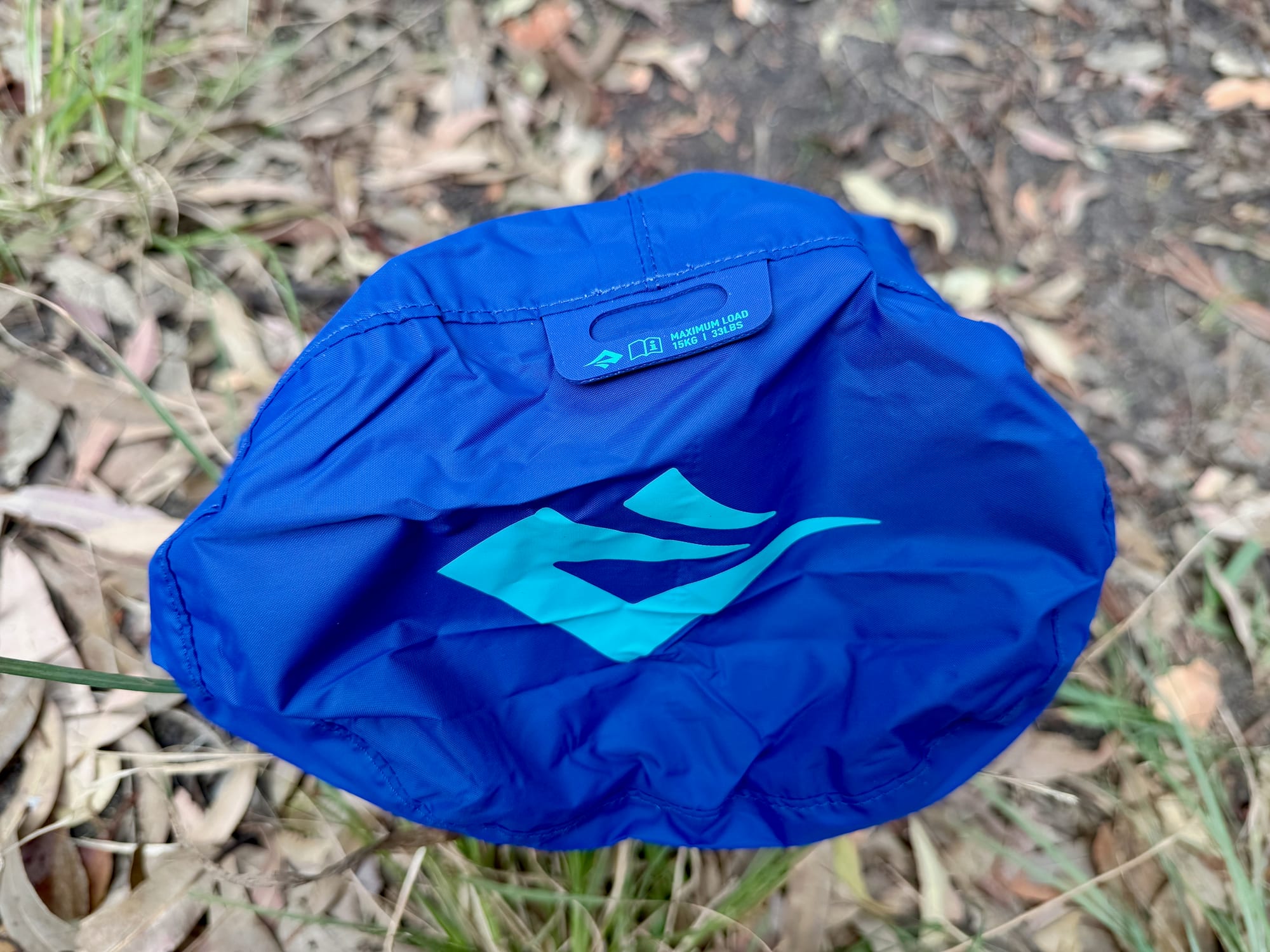 The oval base of the Dry Bag View, with the lash point where the sling attaches