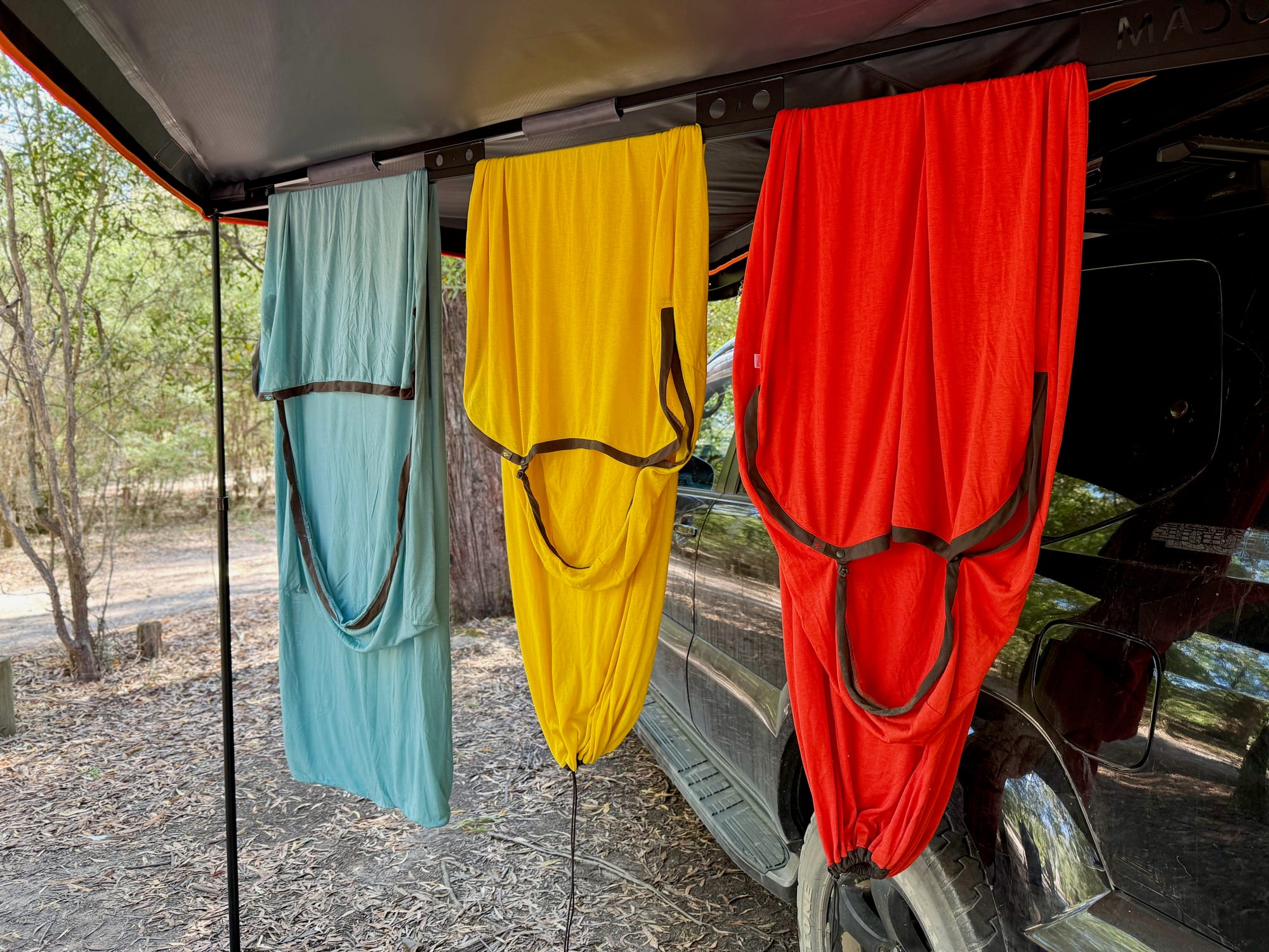 The Reactor Extreme, Reactor Lightweight and Comfort Blend liners airing under our awning
