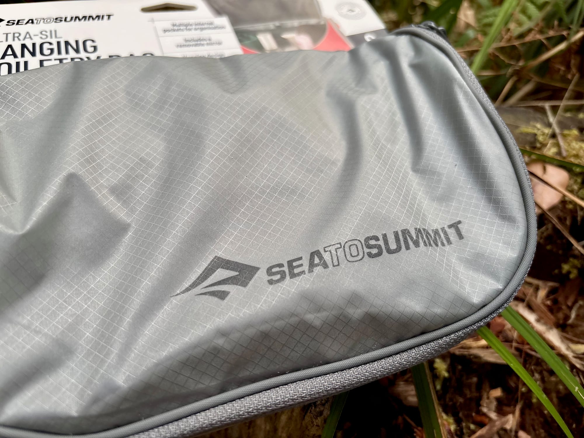 The Ultra-Sil ripstop fabric of the toiletry bag, with the Sea to Summit logo
