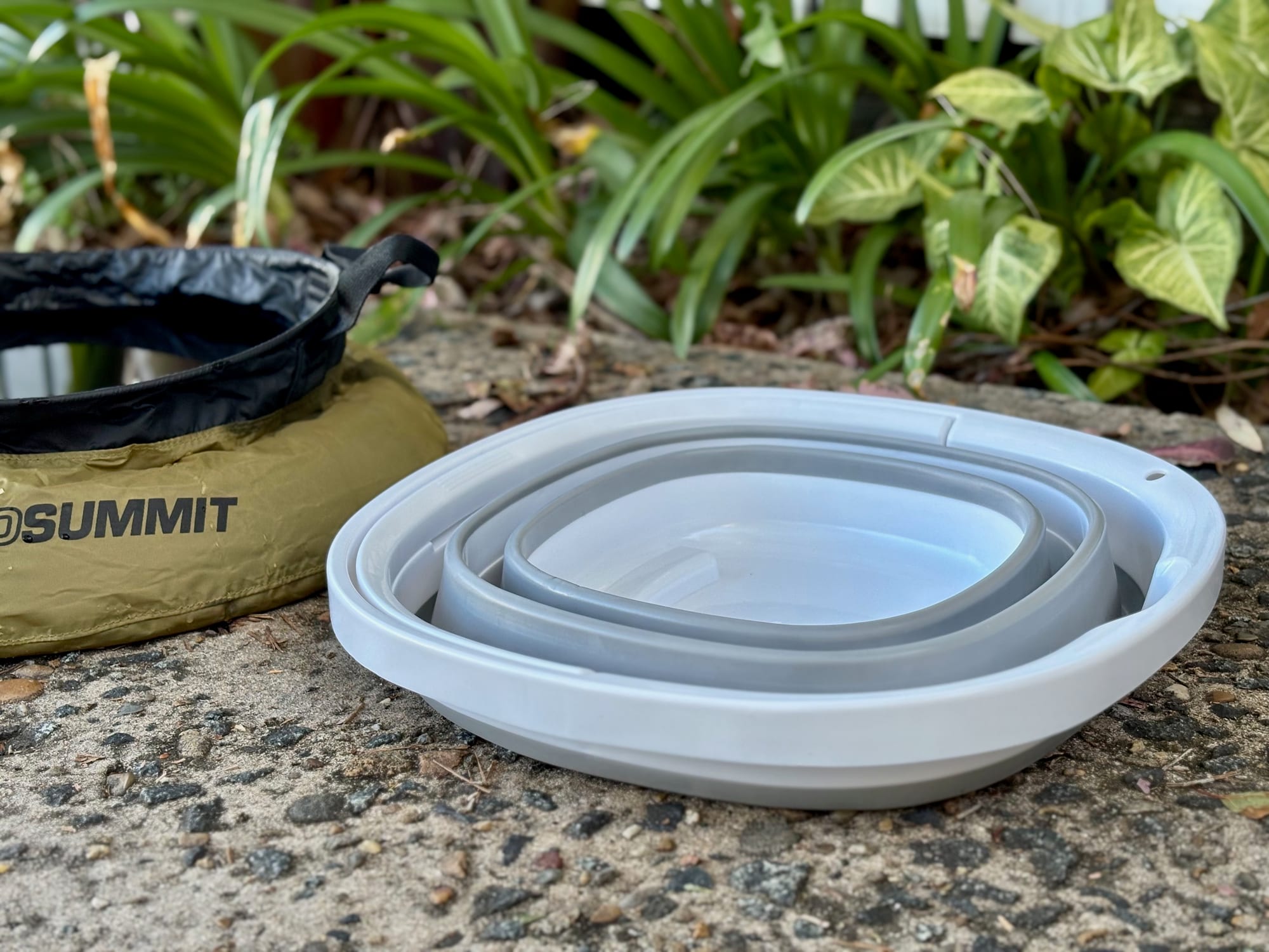 The Seymour’s bucket and the Sea to Summit sink both folded flat