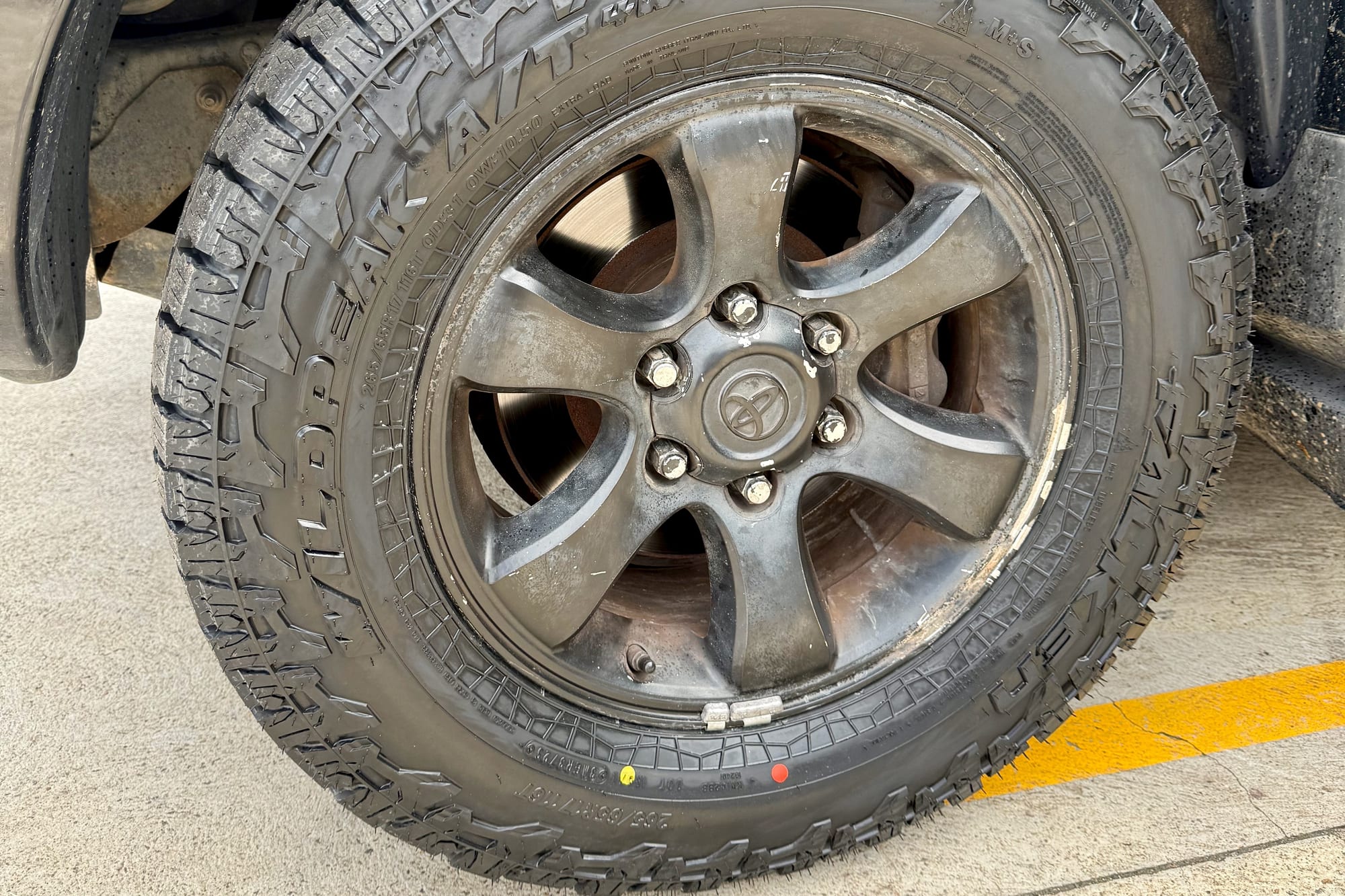 New Falken Wildpeak A/T tyre on the front wheel of our Prado