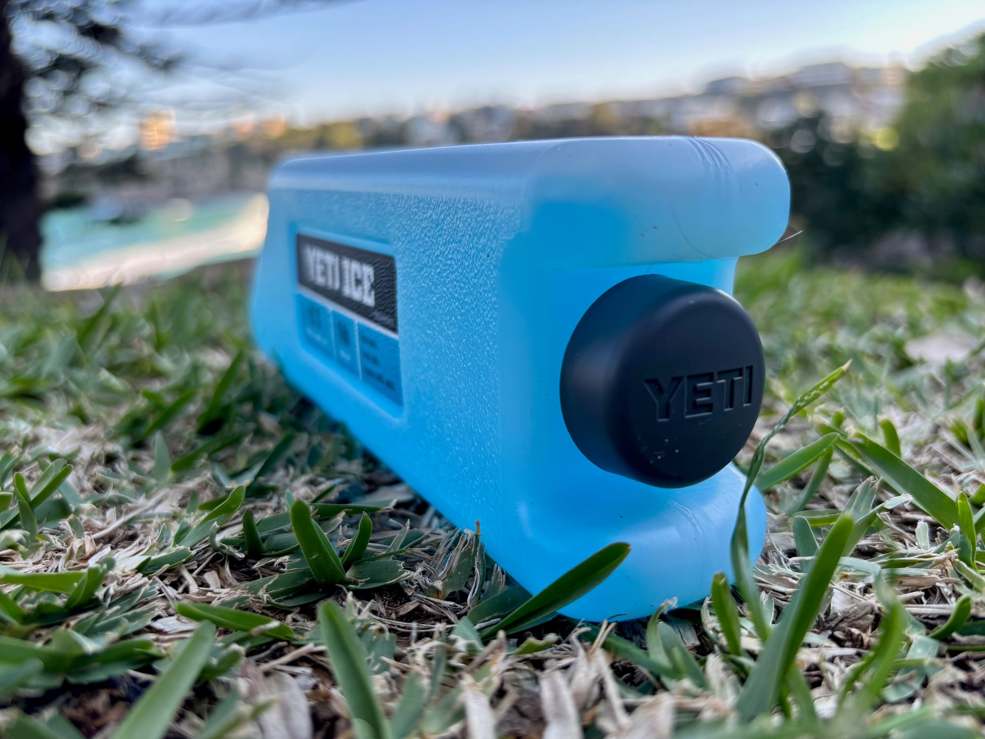 The black YETI cap on the end of the Ice Block