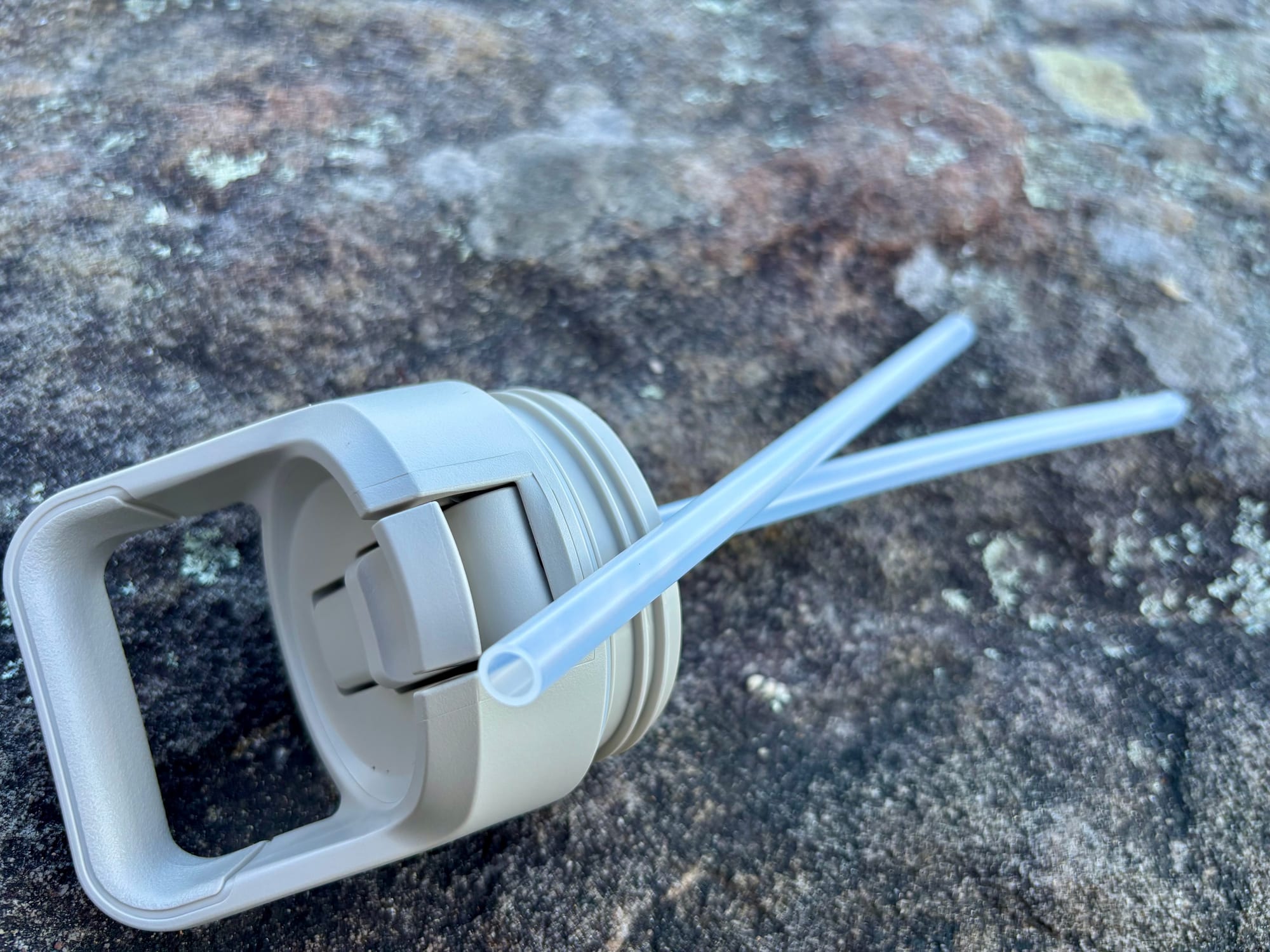The straw cap off the bottle, with both straws next to it