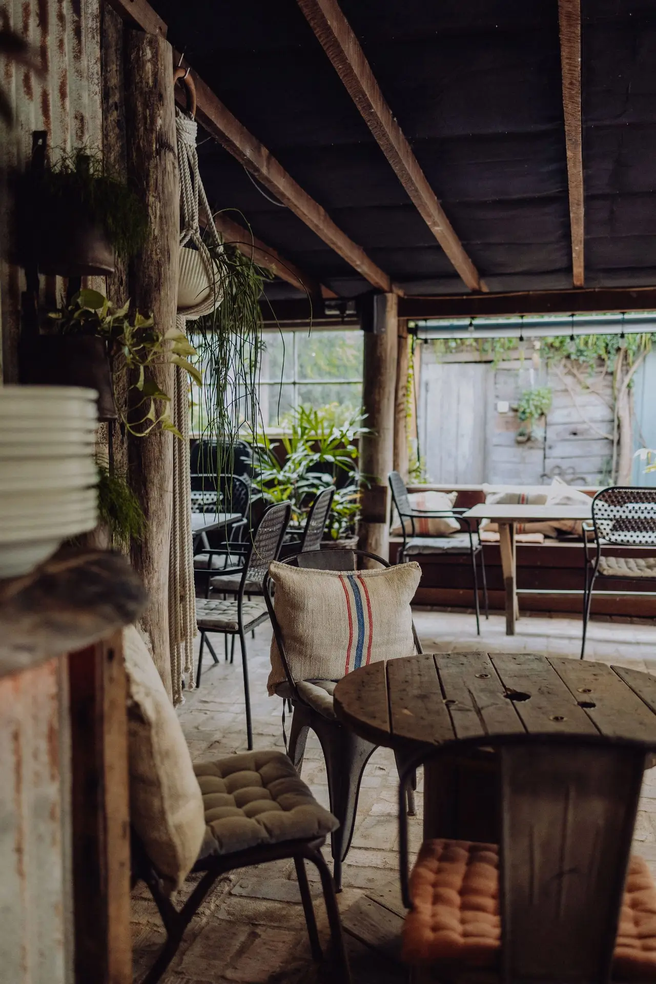 The timber verandah of the Laguna Trading Post Café
