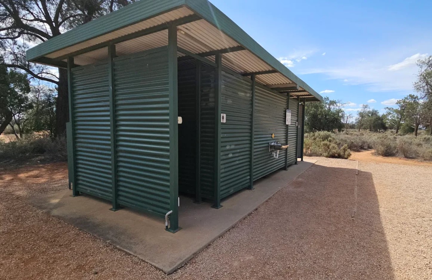 The green toilet block at Mungo Main Campground