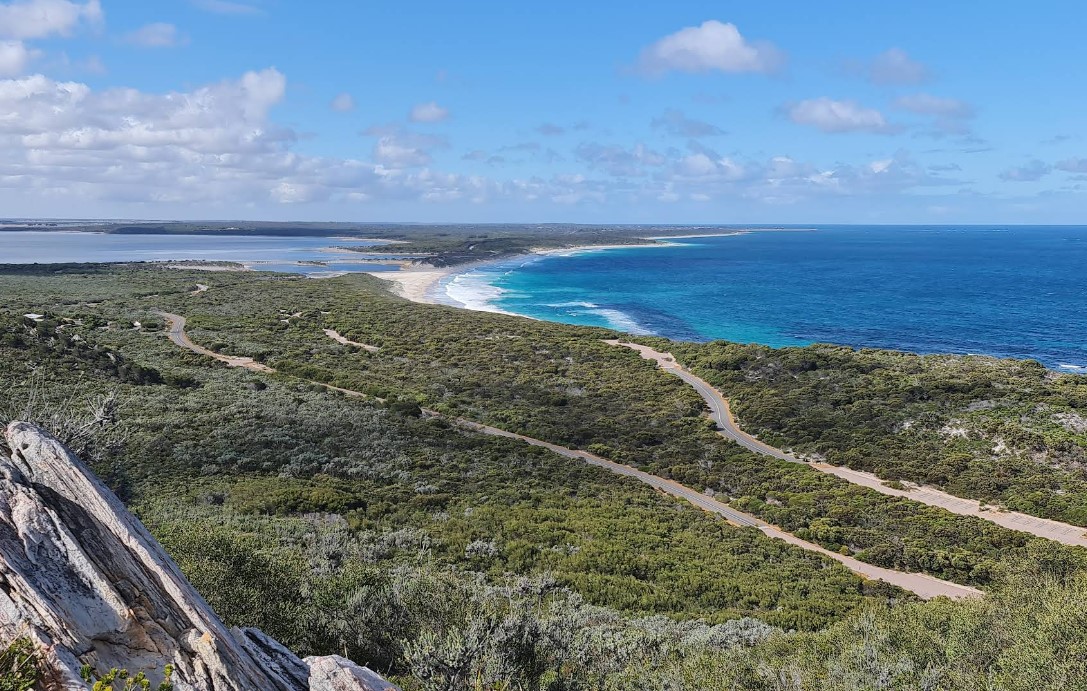 View from Barrens Lookout over the coastline near Four Mile Campground