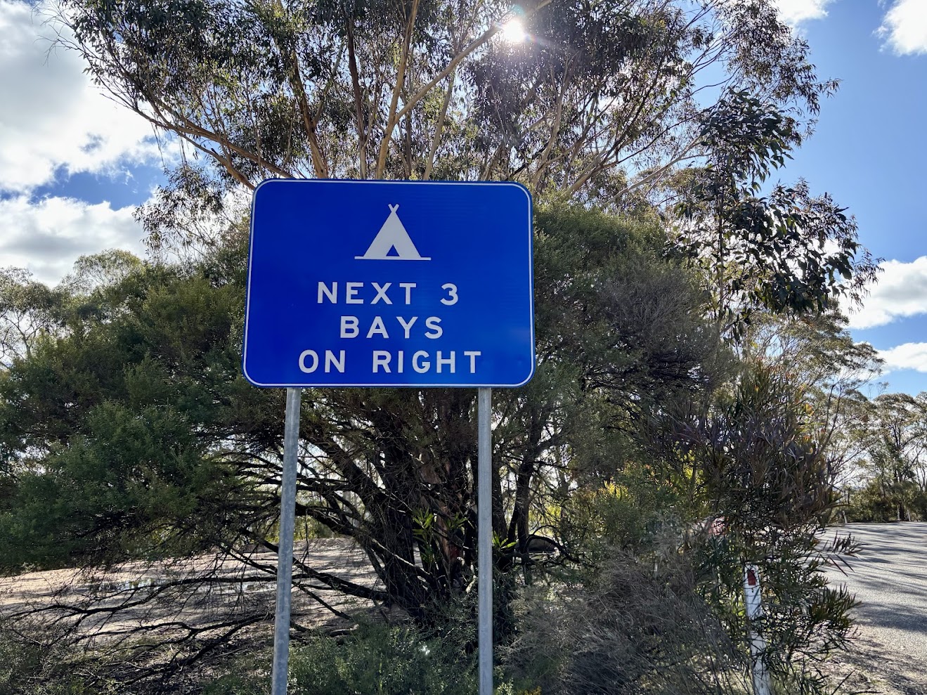 The Next 3 bays on right sign at Mount York Campground
