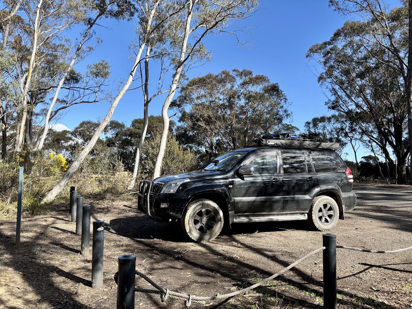 Our 4WD parked across one of the car camping bays at Mount York
