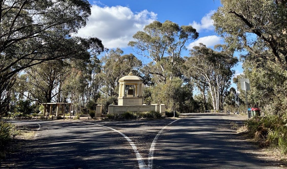 The stone memorial at Mount York beside the road to the campground