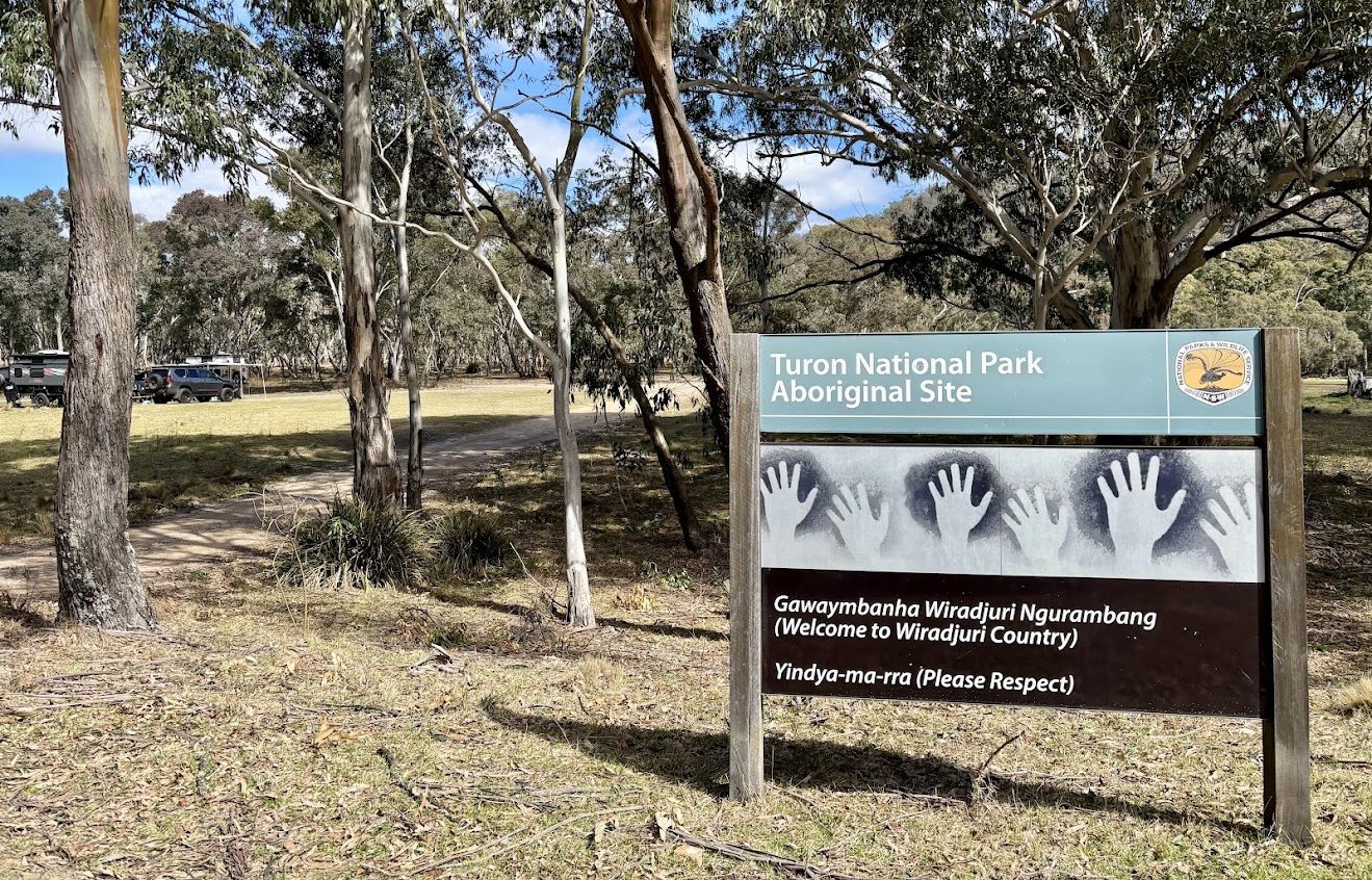 The Turon National Park sign welcoming visitors to Wiradjuri Country