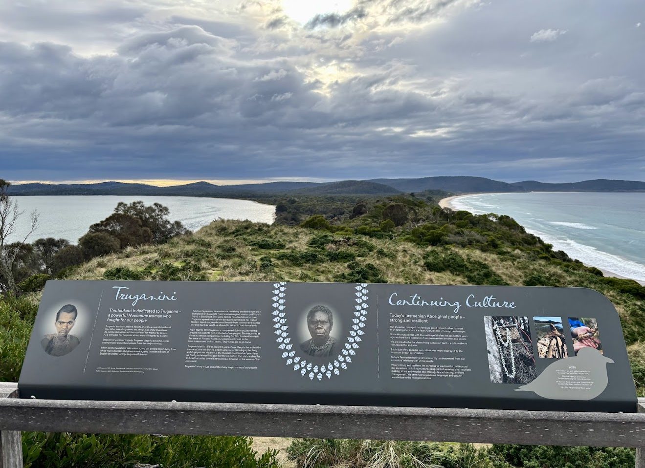 The Truganini memorial plaque at the lookout