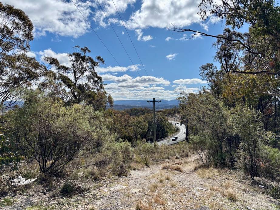 The road winding down into the valley, seen from Pearsons Lookout